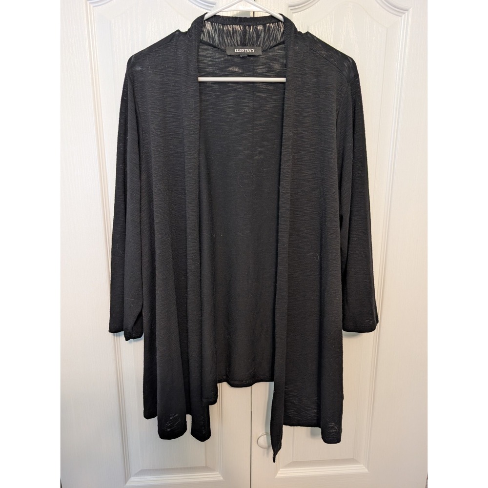 ELLEN TRACY Black long-sleeve cardign Size Large
